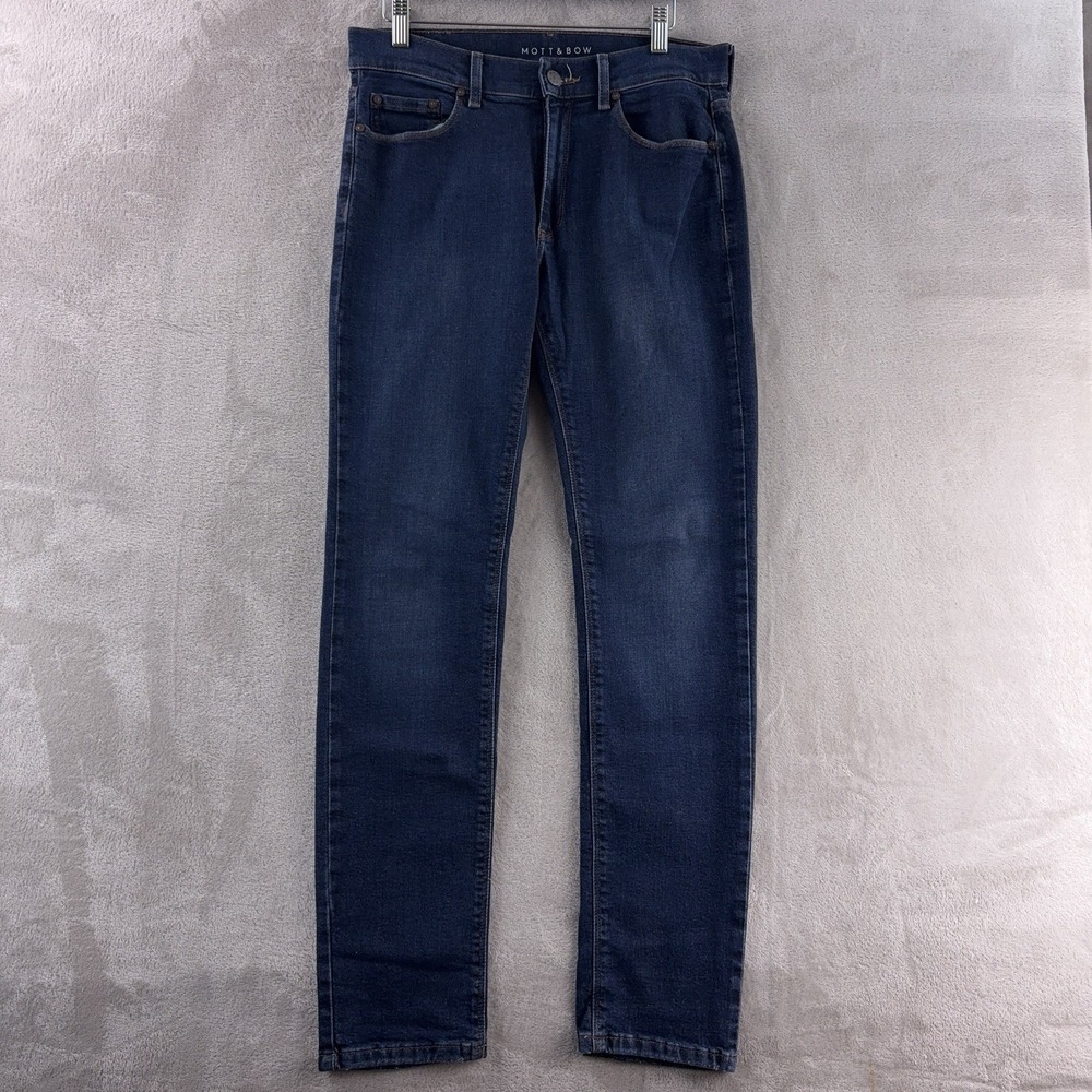 Mott & Bow Slim Jeans Mens Size 30x32 Blue Stretch Denim Dark Wash Modern